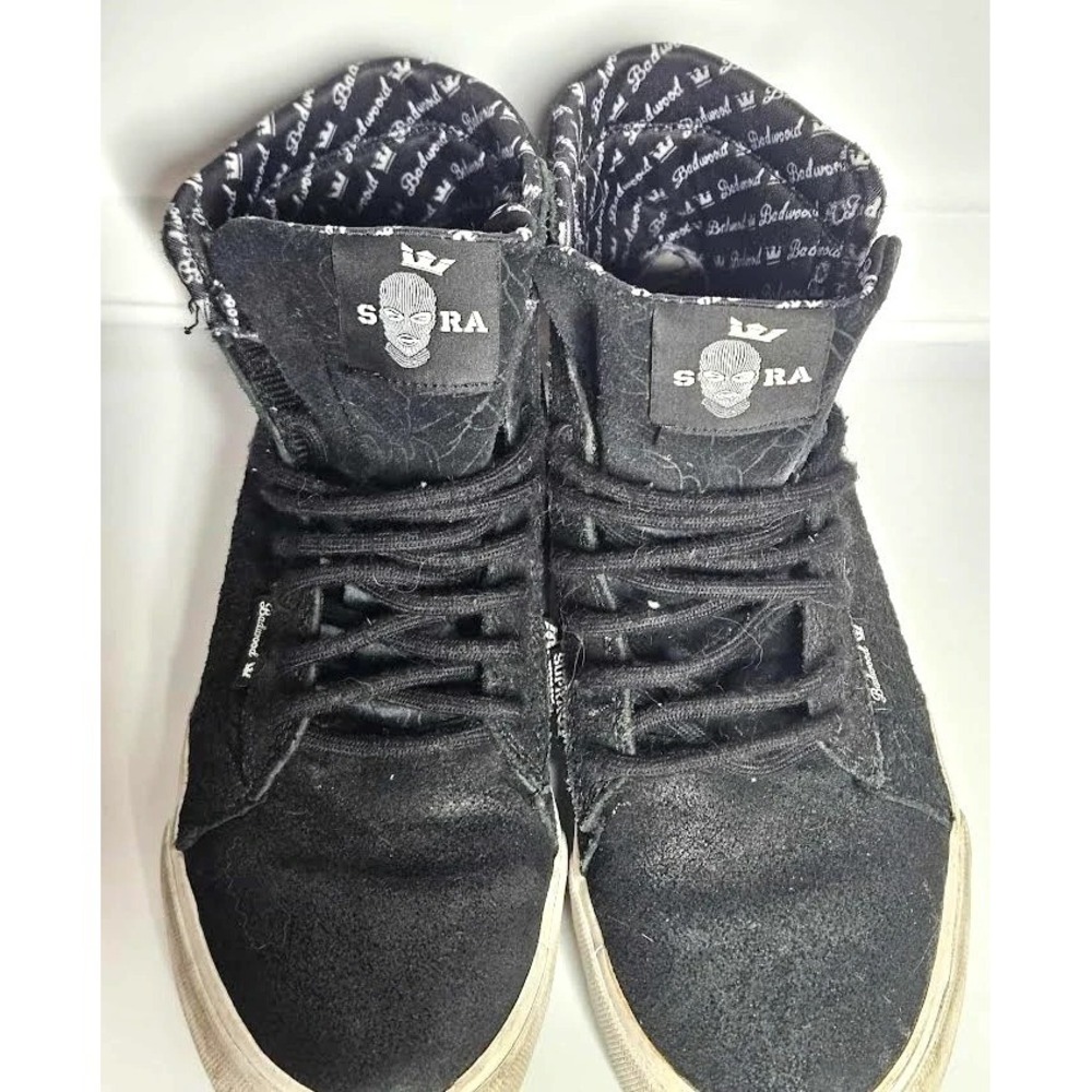 Supra x Badwood Belmont High Used Men's Size 6 Women's Size 7.5 Black Suede